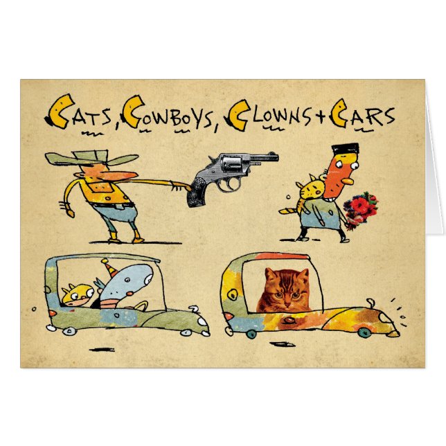 Katzen, Cowboys, Clowns u. Autos (Vorderseite (Horizontal))