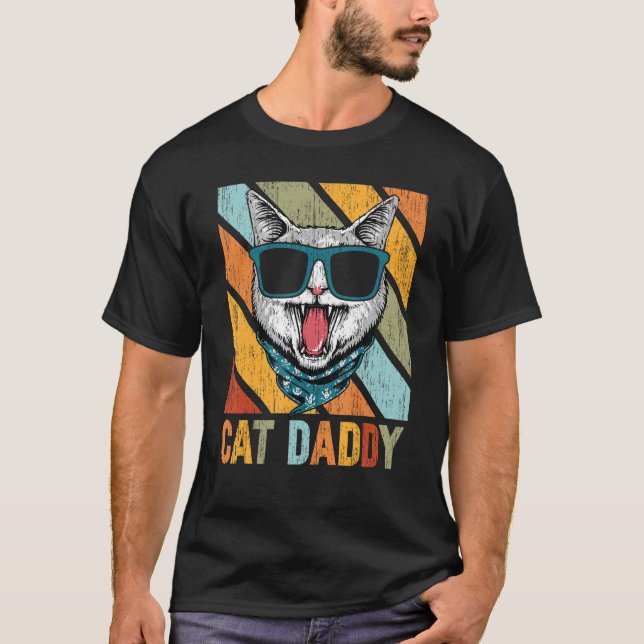 Katzen Daddy Hipster Vintag 1 T-Shirt (Vorderseite)