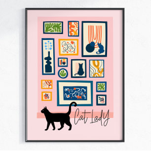 Katzen Dame Bunt Moderne Katzenliebhaber Dekor Ros Poster
