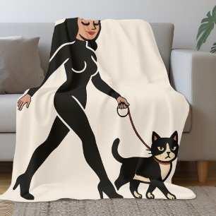 Katzen-Dame Cutie Tuxedo-Katze   Katzen-Mama-Grafi Fleecedecke