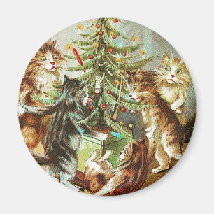 Katzen dekorieren Baum Vintage Magnet