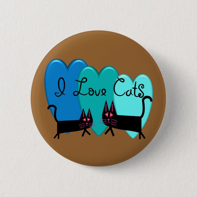 Katzen der Liebe I--Schwarze Katzen-Kunstgeschenke Button (Vorderseite)