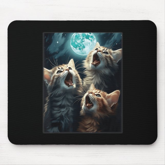 Katzen, die auf dem Mond herumhacken Funny Cat Mem Mousepad (Vorne)