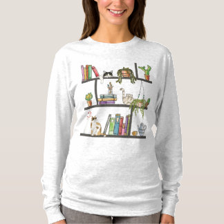 Katzen, die auf einem virtuellen Regal liegen, Kat T-Shirt