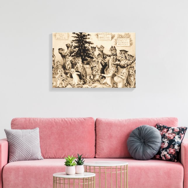 Katzen, die den Weihnachtsbaum von Louis Wain schm Leinwanddruck (Insitu (Wohnzimmer))