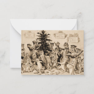 Katzen, die den Weihnachtsbaum von Louis Wain schm Mitteilungskarte