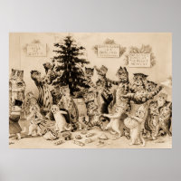 Katzen, die den Weihnachtsbaum von Louis Wain schm