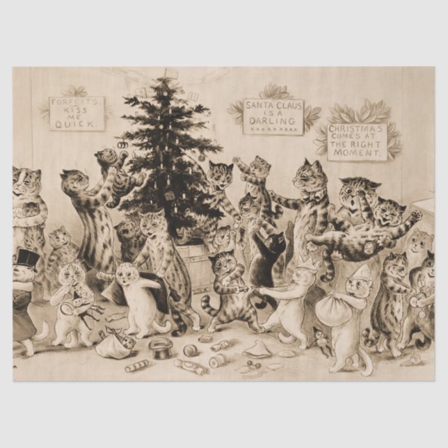 Katzen, die den Weihnachtsbaum von Louis Wain schm Seidenpapier (Vorderseite)