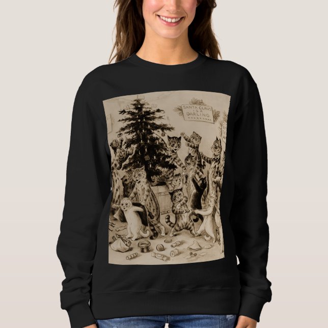Katzen, die den Weihnachtsbaum von Louis Wain schm Sweatshirt (Vorderseite)