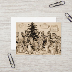 Katzen, die den Weihnachtsbaum von Louis Wain schm Visitenkarte