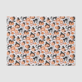 Katzen, die Halloween-Jack-o'-Laternenkürbis trage Seidenpapier