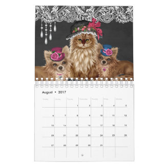Katzen, die Hut-Kalender tragen Kalender