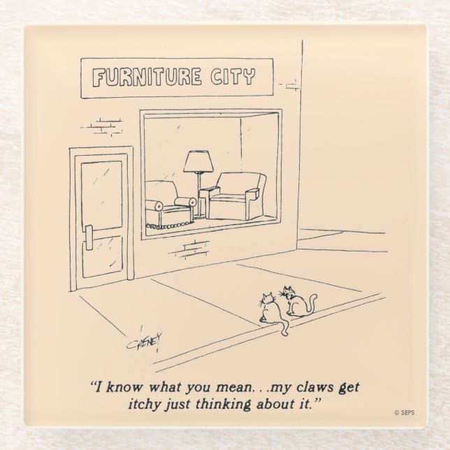 Katzen, die Möbel kratzen Glasuntersetzer (Vorderseite)