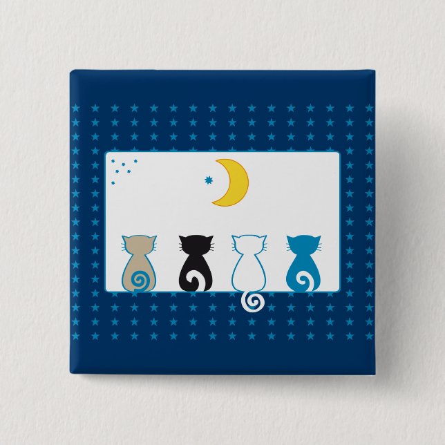 Katzen, die Mondknopf schauen Button (Vorderseite)