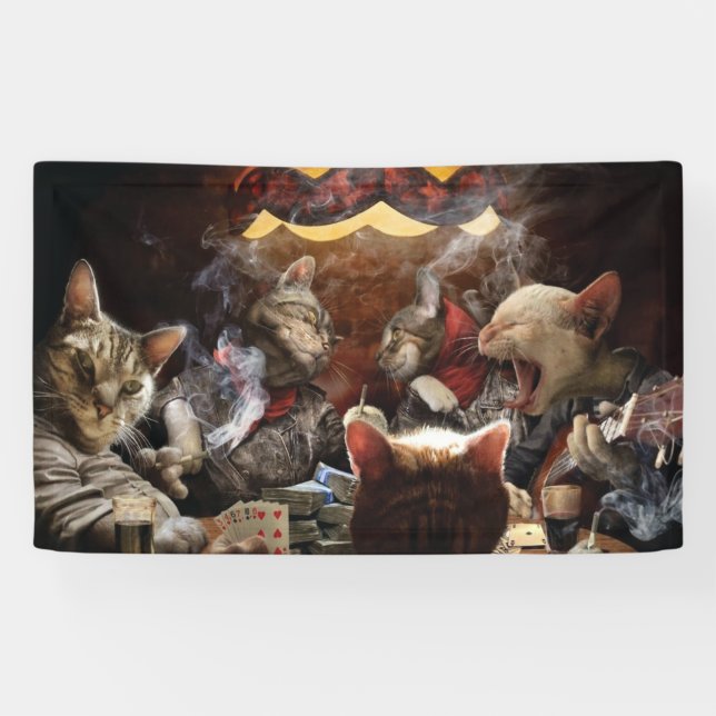 Katzen, die Poker spielen Banner (Horizontal)