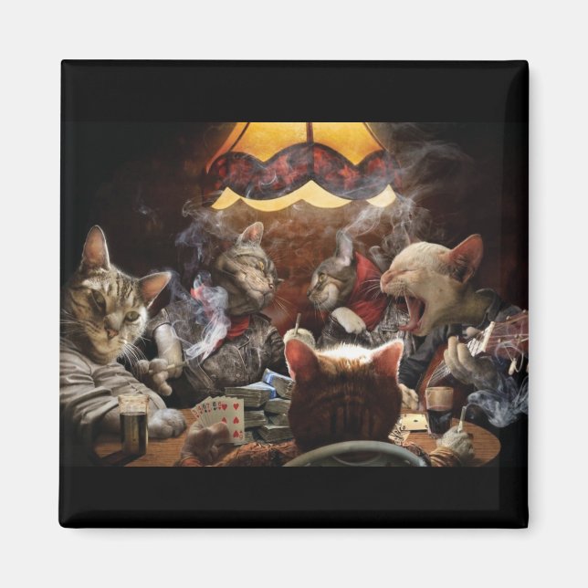 Katzen, die Poker spielen Magnet (Vorne)