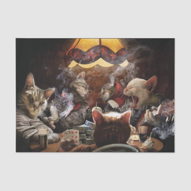 Katzen, die Poker spielen Seidenpapier (Vorderseite)