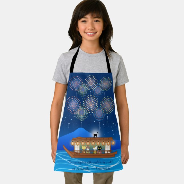 Katzen, die sich in Feuerwerken erfreuen, an Bord  Schürze (Insitu)