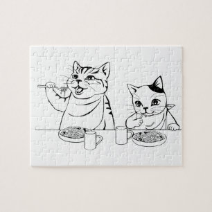 Katzen, die Spaghetti-niedliches absurdes lustiges Puzzle