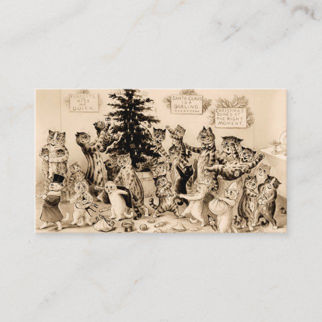 Katzen, die von Louis Wain Weihnachtsbaum schmücke Visitenkarte (Vorderseite)
