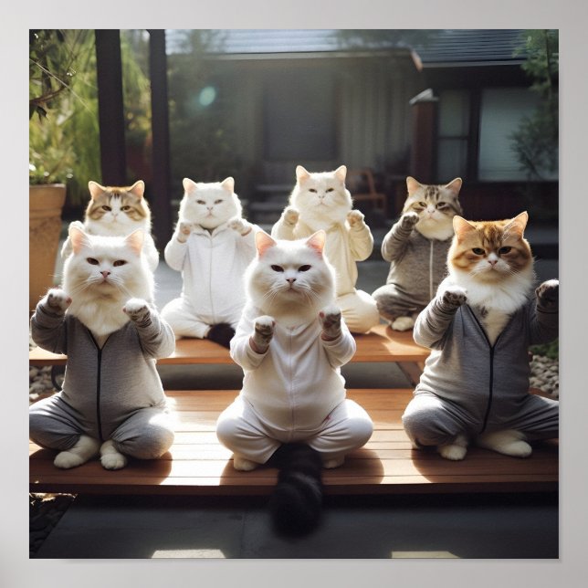 Katzen, die Yoga-Digitaldruck machen Poster (Vorne)