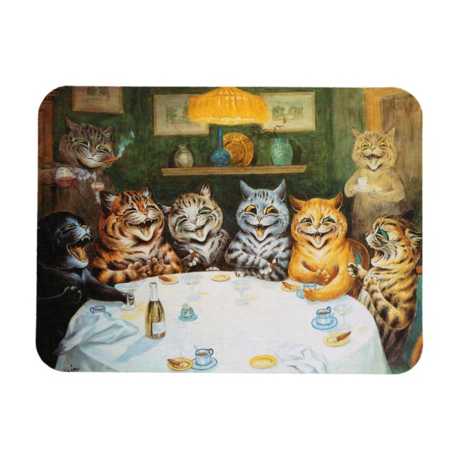Katzen, die Zigarren u. Weinbrand, Louis Wain Magnet (Horizontal)