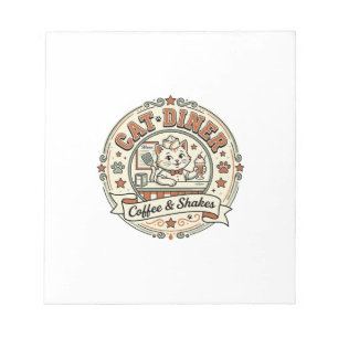 Katzen-Diner Retro-Restaurant Katze Vintage V Notizblock