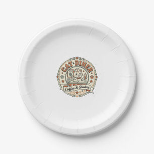 Katzen-Diner Retro-Restaurant Katze Vintage V Pappteller