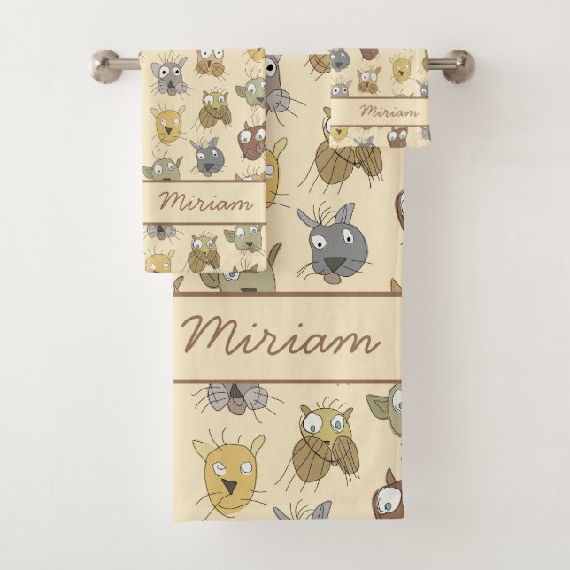 Katzen Doodle Badhandtuch Set (Insitu)