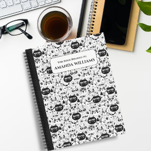 Katzen Doodle Schwarz-Weiß-Notebook für Kinder Notizbuch