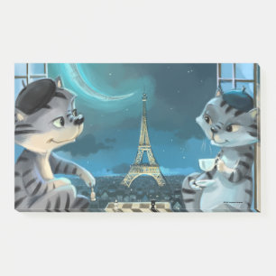 Katzen Eiffelturm - Nacht Notizen 10" x 6" 