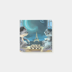 Katzen Eiffelturm - Nacht Notizen 3" x 3" 