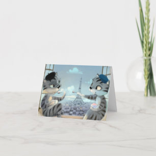 Katzen & Eiffelturm – Paris Blank Card Dankeskarte
