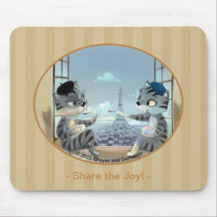 Katzen & Eiffelturm – Paris Freude Mousepad