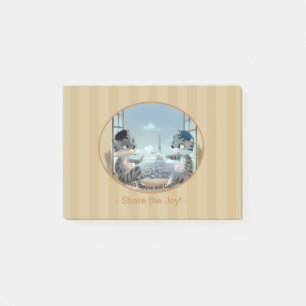 Katzen & Eiffelturm – Paris JoyNotes 4" x 3" Post-it Klebezettel