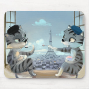 Katzen & Eiffelturm – Paris Mauspad
