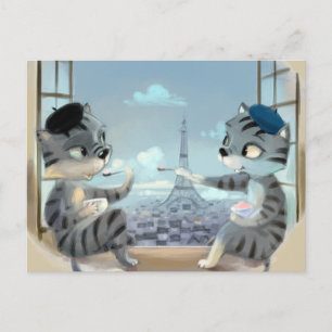 Katzen & Eiffelturm – Paris Postkarte