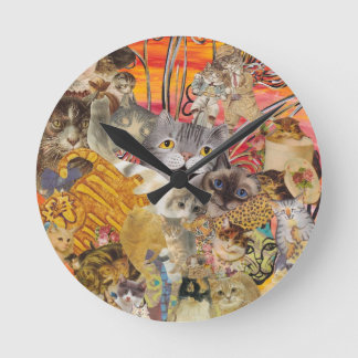 Katzen ein viel runde wanduhr