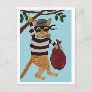 Katzen-Einbrecherin Postkarte