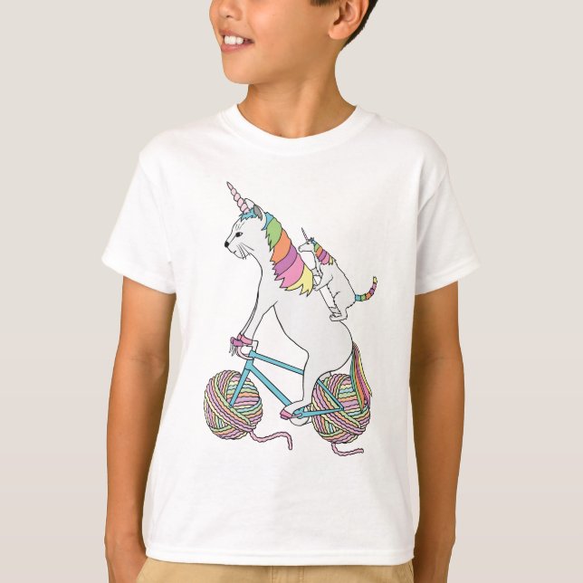Katzen-Einhorn-ReitEinhorn-Katze, die Fahrrad T-Shirt (Vorderseite)