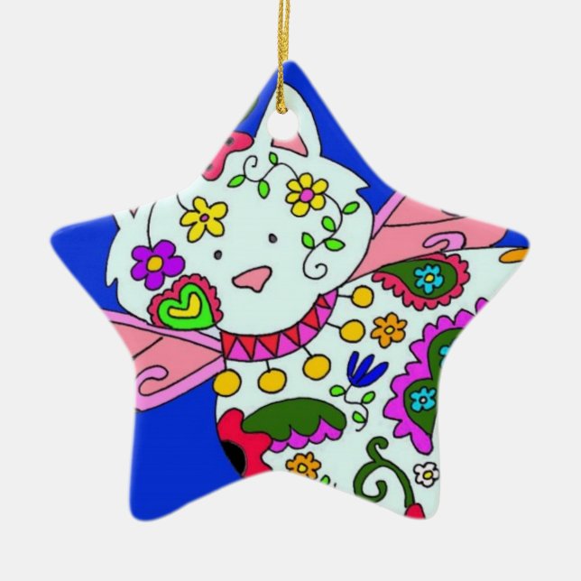 Katzen-Engels-Ukrainer-Volkskunst Keramikornament (Vorne)