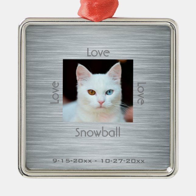 Katzen-ErinnerungsFoto-Liebe-Weihnachten Ornament Aus Metall (Vorne)