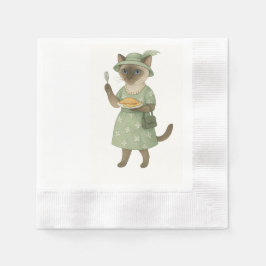 Katzen essen Fisch und Chips in London England Serviette