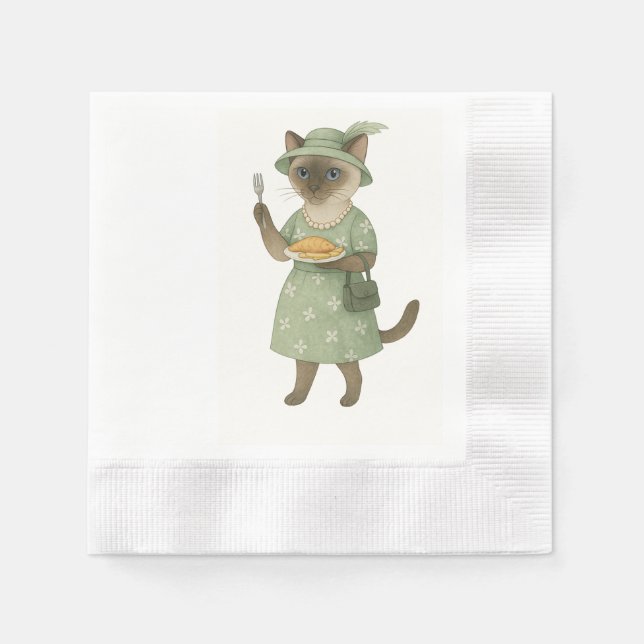 Katzen essen Fisch und Chips in London England Serviette (Vorderseite)