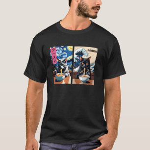 Katzen essen Ramen u2013 Kunst Sternennacht, Kanag T-Shirt
