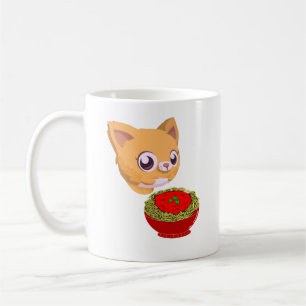 Katzen essen Spaghetti Kaffeetasse