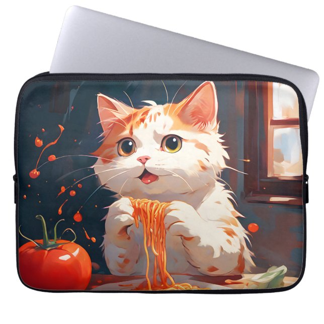 Katzen essen Spaghetti Laptopschutzhülle (Vorderseite)
