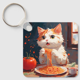 Katzen essen Spaghetti Schlüsselanhänger