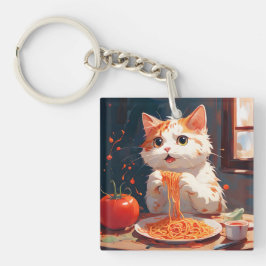 Katzen essen Spaghetti Schlüsselanhänger