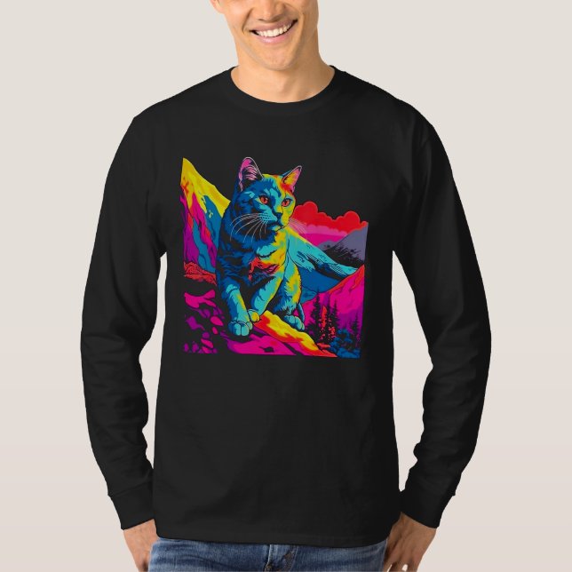 Katzen Explorer Pop Art T-Shirt (Vorderseite)